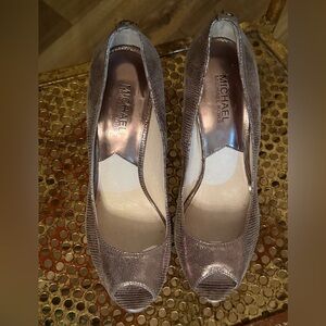 Michael Kors Metallic Peep Toe Heels